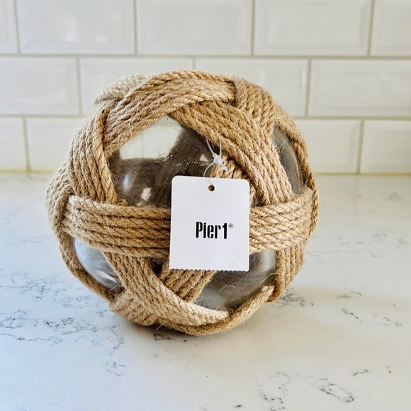 Pier 1 Medium Jute and Glass Decorative Sphere - Picture 7 of 9